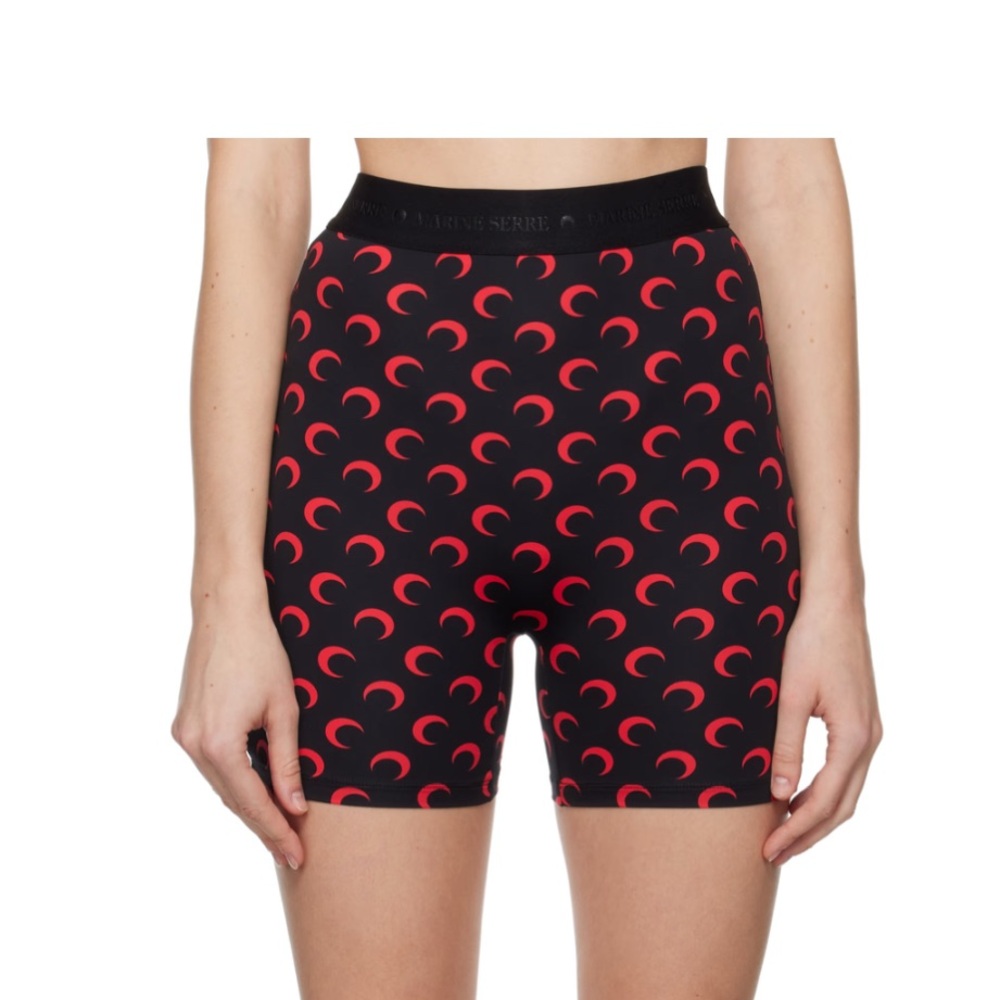 Marine Serre Black and Red Crescent Bike Shorts